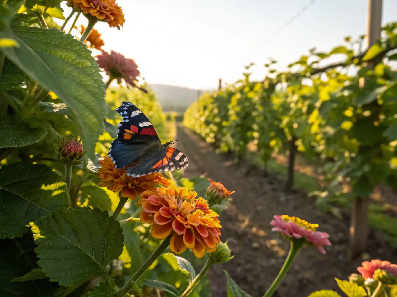 A close-up shot of a researcher monitoring a rare butterfly species in its natural habitat, highlighting CEN Lozère's commitment to biodiversity monitoring.